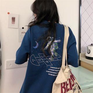 Astronaut Print Short-sleeve Round Neck T-shirt
