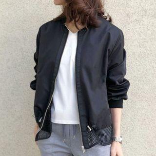 Mesh Panel Zip-up Jacket Black - One Size