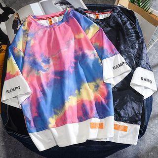 Tie-dye Print Panel Short-sleeve T-shirt