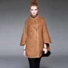 Contrast Trim Wide-sleeve Buttoned Coat