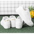 Hidden Wedge Embroidered Lace-up Sneakers