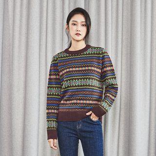 Round-neck Nordic Pattern Sweater