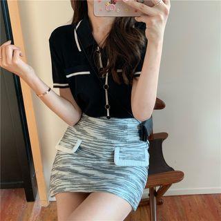 Pattern Mini Pencil Skirt