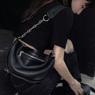 Zip Chain Strap Crossbody Bag As Shown In Figure - One Size