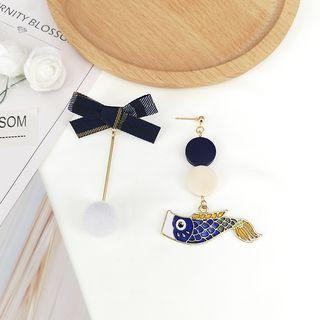 Asymmetric Fish Drop Earring / Clip-on Earring