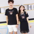 Couple Matching Set: Short-sleeve Top + Tank Dress / Set: Short-sleeve T-shirt + Shorts