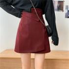Irregular A-line Woolen Mini Skirt
