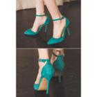Ankle-strap Faux-suede High-heel Pumps