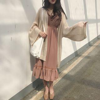 Spaghetti Strap Ruffle-trim Dress