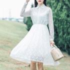 Long Sleeve Collared Lace Dress