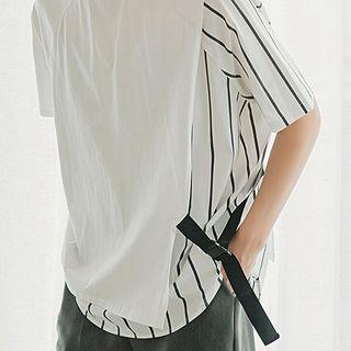Mock Two-piece Stripe Panel Short-sleeve Tee