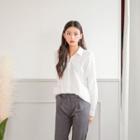 Drop-shoulder Dip-back Cotton Shirt