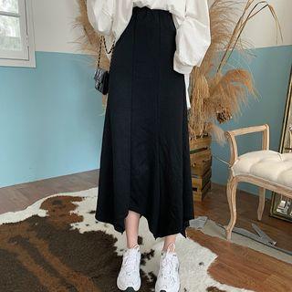 Long-sleeve Plain T-shirt /midi Mermaid Skirt