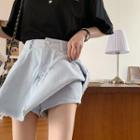 High-waist Denim Skirt With Inset Shorts