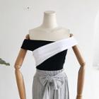 Two Tone Across Shoulder Cropped Top
