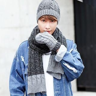 Set: Knit Scarf + Gloves + Beanie
