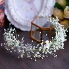 Faux Pearl Floral Bridal Headband / Drop Clip-on Earring