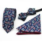 Set Of 3: Printed Neck Tie + Bow Tie + Pocket Square Mz-22 - One Size