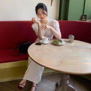 High-waist Crinkled Long Dress