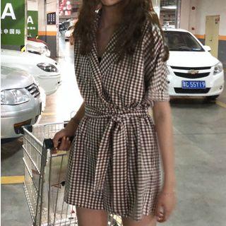 Plaid Short Sleeve Playsuit