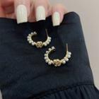 Pearl Rose Flower Stud Earring 1 Pair - Gold - Earrings - One Size