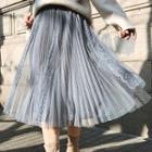 Plain Lace Panel Mesh Skirt