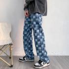 Check Print Baggy Jeans