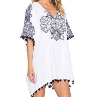Patterned V-neck Shift Dress