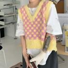 Check Sweater Vest Check - Pink & Yellow - One Size