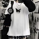 Mock Two-piece Butterfly Print T-shirt