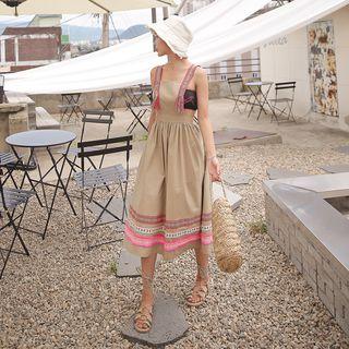 Tassel-detail A-line Suspender Dress
