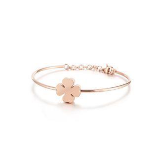 Simple Fashion Plated Rose Gold Four-leafed Clover 316l Stainless Steel Bangle Rose Gold - One Size