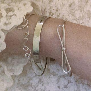 Set Of 3: Open Bangle 0158a# - Set - Silver - One Size