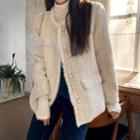 Faux-fur Lined Tweed Cardigan