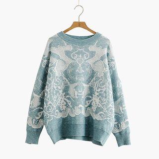 Crew-neck Sweater Green - One Size