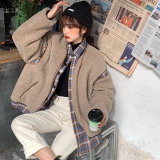 Mock Two-piece Fleece Shirt Jacket