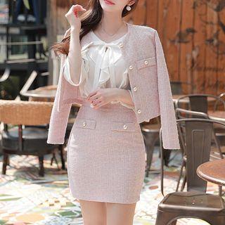 Set: Silky Tweed Jacket + Pencil Miniskirt