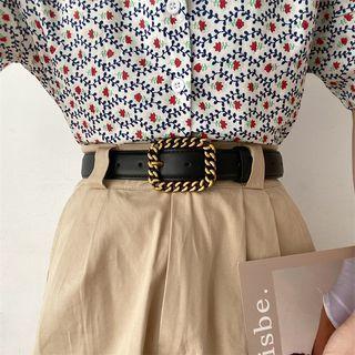 Faux Leather Belt 1pc - Black & Gold - One Size