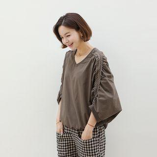 Lace-trim Blouson Top