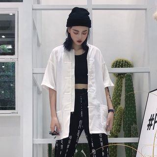 Elbow-sleeve Frog Buttoned Jacket