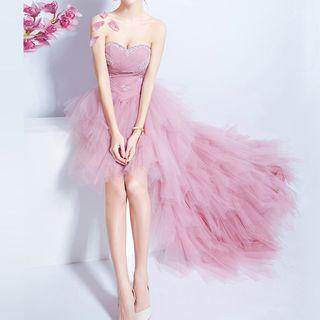 Sequined Strapless High-low Prom Dress