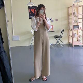 Puff-sleeve Plain Blouse / Plain Jumper Dress
