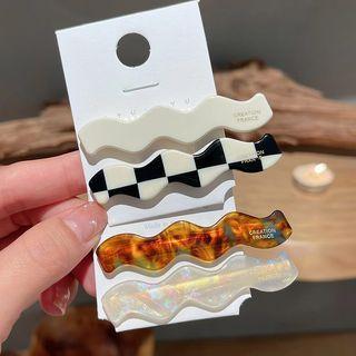 Plain / Checker Wavy Alloy Hair Clip