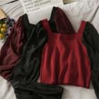 Square-neck Color-block Blouse
