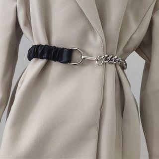 Chain Accent Faux Leather Belt
