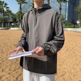 Half-zip Shirred Hoodie