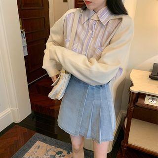 Plain Cropped Shawl Pullover