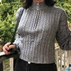 Mock-neck Half-zip Cropped Sweater