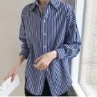 Striped Long-sleeve Shirt Stripe - Blue - One Size
