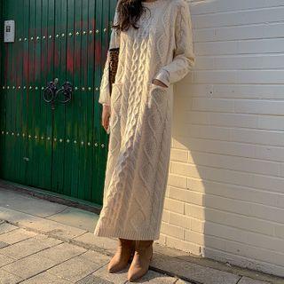 Dual-pocket Cable-knit Dress